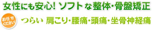 女性も安心！ソフトな整体・骨盤矯正